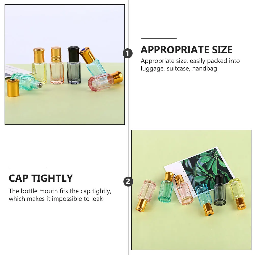 

6Pcs Travel Perfume Subpackaging Bottle Glass Roller Essential Oil Bottle Refillable Glass Roll-on Bottles