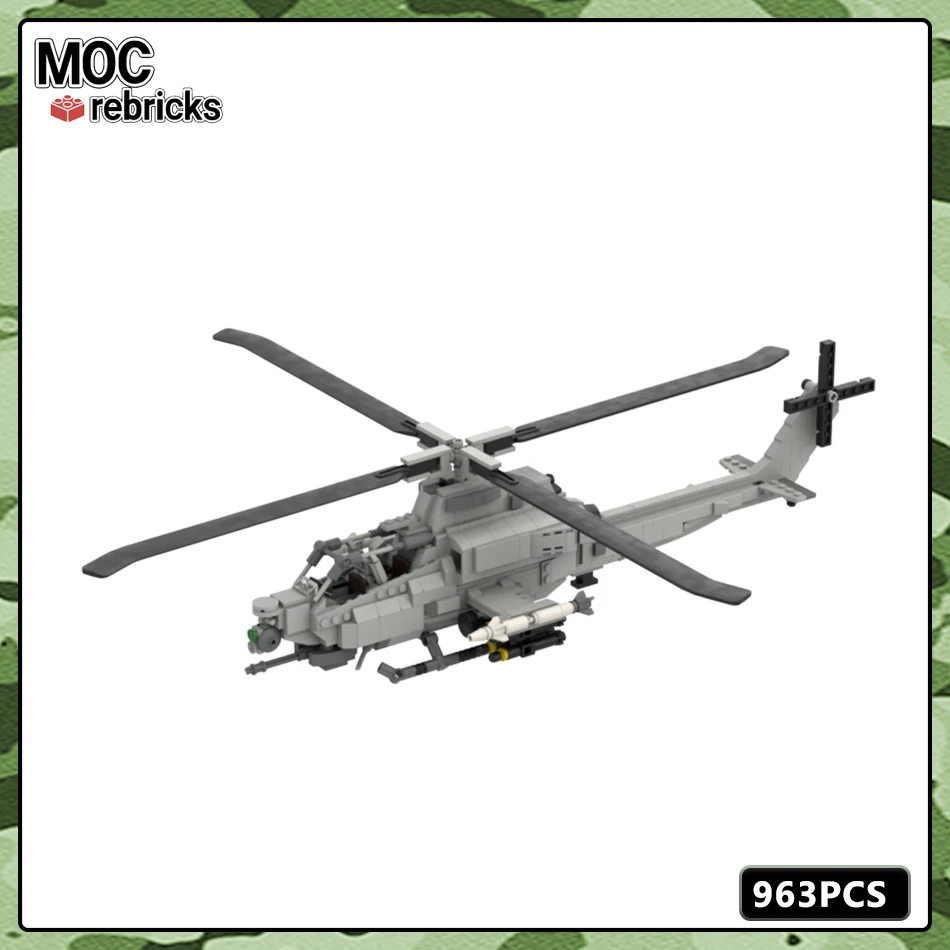 

MOC Military Series Aircraft Model AH-1Z Flight Weapon Parts Supporting Building Blocks Bricks DIY Children's Gifts Hobbies Toys