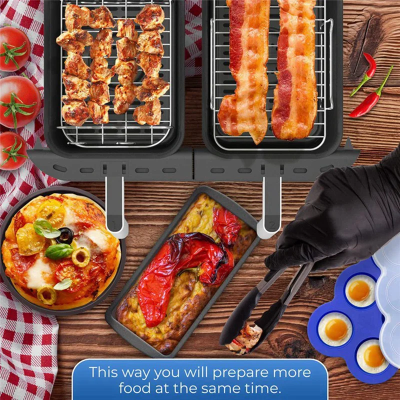 

B47B-Air Fryer Rack For Dual Basket,Air Fryer Accessory Multi-Layer Rack,For Ninja Foodi DZ201 DZ40 Double Basket Air Fryer
