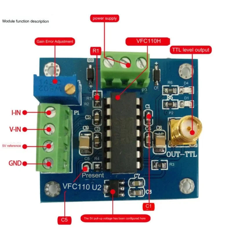 High speed voltage frequency conversion module VFC110 voltage to frequency internal with 5V reference up to 4M output