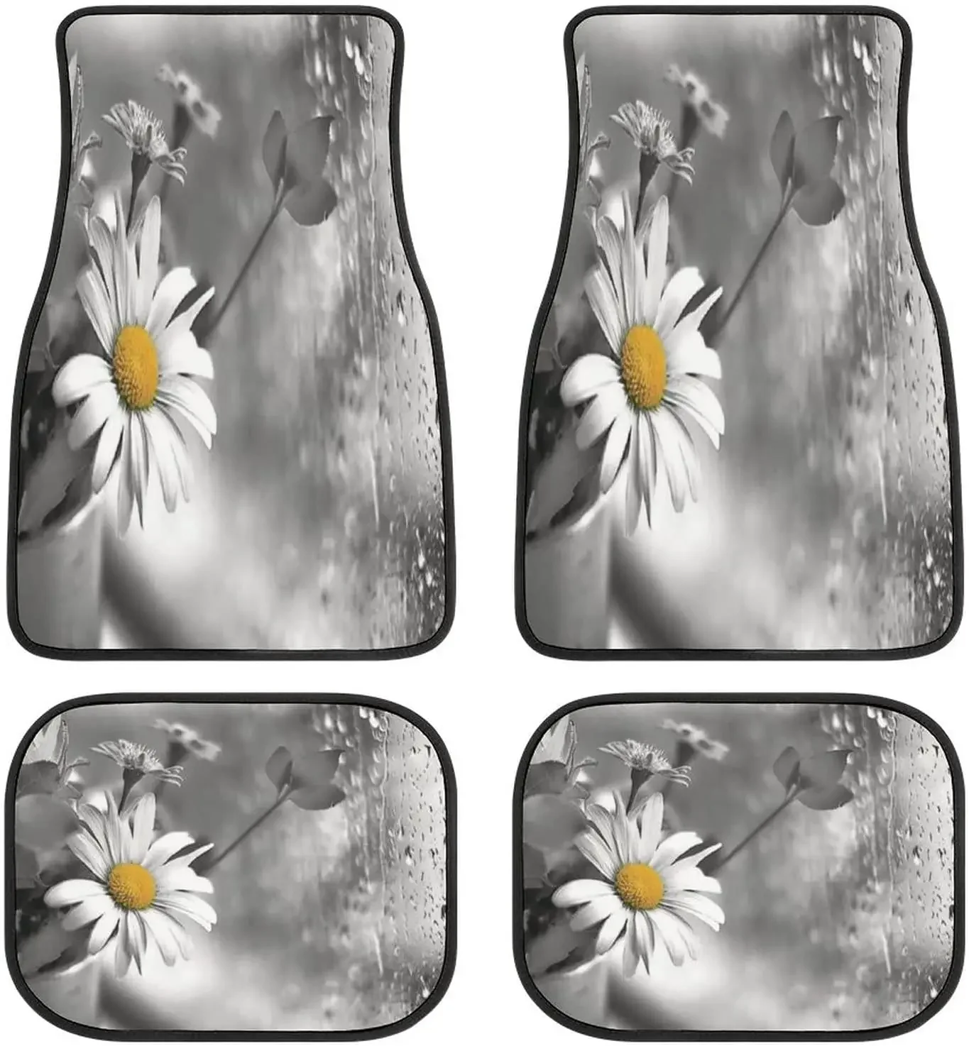 Landscape Nature Flowers Art Car Mats Front&Rear 4-Piece Full Set Carpet Car SUV Truck Floor Mats with Non Slip Back