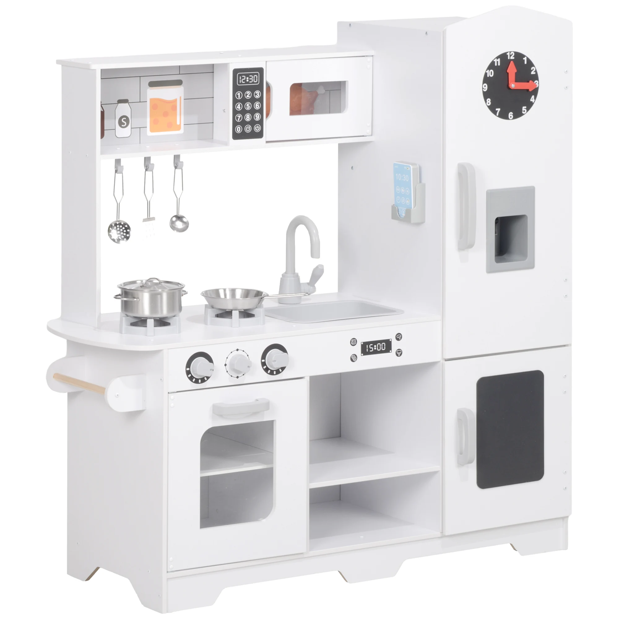 AIYAPLAY toy kitchen for children + 3 years with microwave White Watch