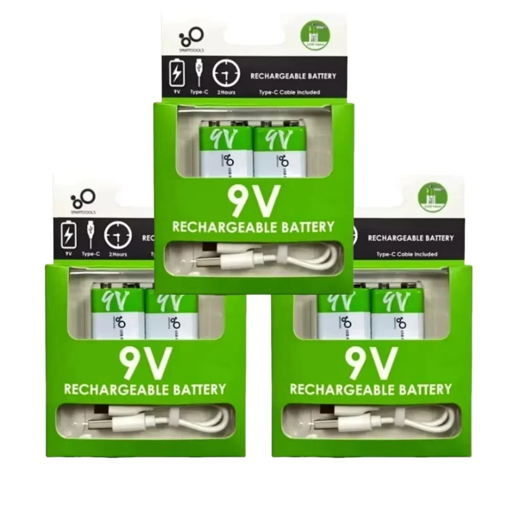 حار 9 فولت ليثيوم أيون بطارية قابلة للشحن USB نوع-C شحن 9 فولت 650 مللي أمبير ل متعدد ميكروفون للكشف عن المعادن التحكم عن بعد اللعب #3