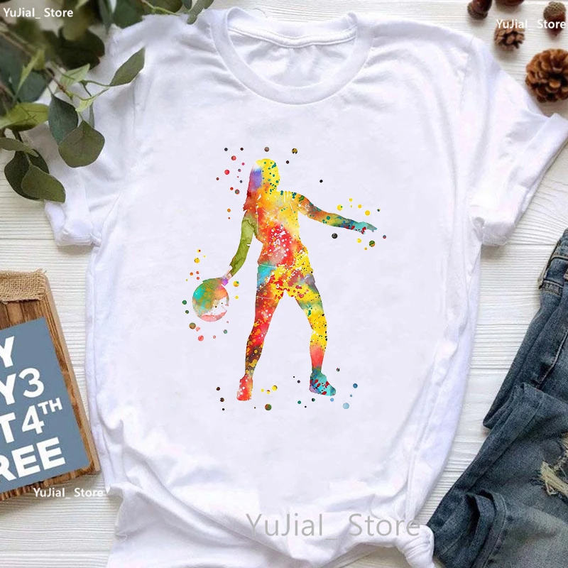 T-shirt imprimé "It'S In My Dna" pour Femme, tenue de Basketball, avec aquarelle, à la mode, cadeau pour les amoureux, Harajuku