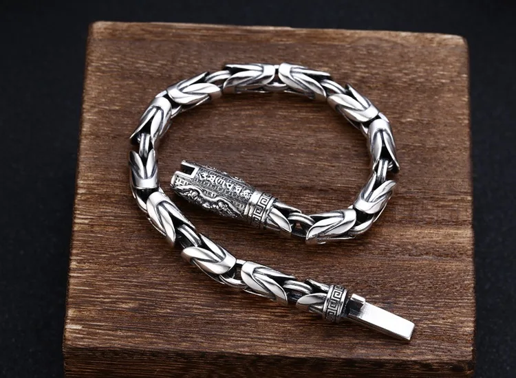 New Handmade Retro  925 Sterling Silver Men Safe Braided Bracelet Diamond Pestle Tide Hip Hop Niche Bracelets Jewelry Accessorie