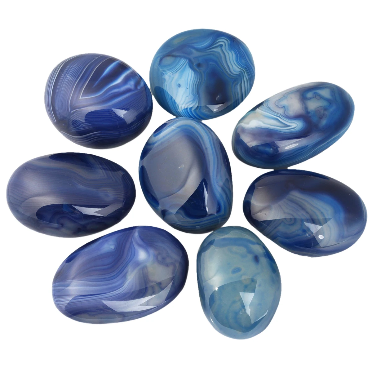 

TUMBEELLUWA Blue Onyx Palm Stone Crystal Healing Gem stone Pebble Worry Therapy Irregular Shape Decoration