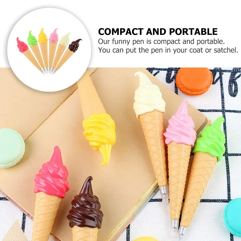 

6Pcs Vibrant Ice Cream Ballpoint Pens Adorable Student Writing Pen Set Leak Proof Ink School Supplies Party