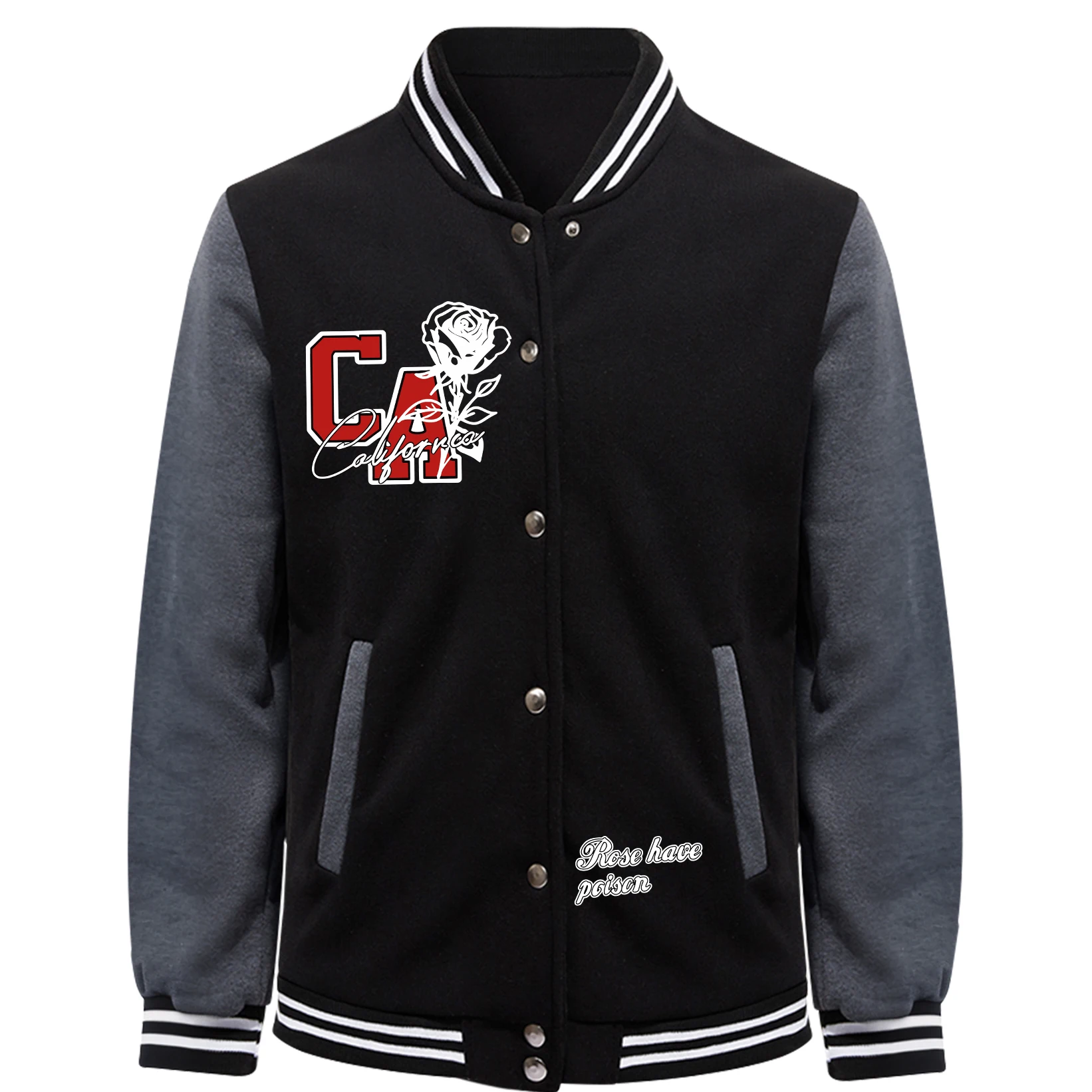 

The Rose Of California Pattern Jacket For Men Harajuku Loose Baseball Jersey Fashion Casual Streetwear Comfortable Y2K Coats