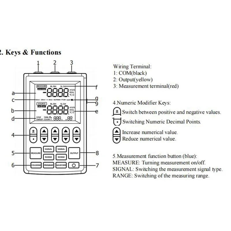 ABFN-Multifunction Signal Generator 4-20Ma Current Voltage RTD Thermocouple Signal Source Handheld Process Calibrator