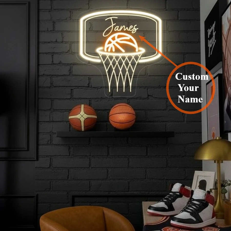Custom Basketball Neon Sign LED Personalized Name Basketball Neon Light for Boy Bedroom Decor Unique Sports Themed Name Sign