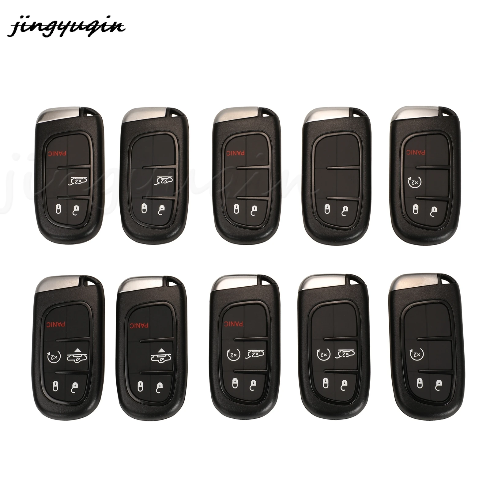 

jingyuqin 2/3/4/5BTN Remote Car Key Shell For Jeep Grand Cherokee Chrysler 300C Dodge Ram 1500 Journey Dart Challenger Durango