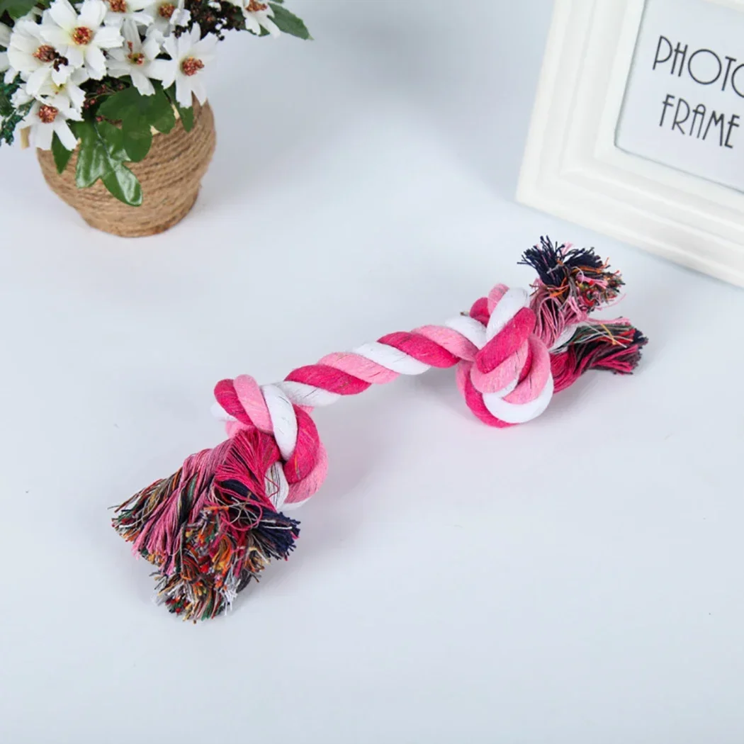 1 Pcs Pets Dogs Pet Supplies Pet Dog Puppy Cotton Chew Knot Toy Durable Braided Bone Rope Funny Tool (Random Color )