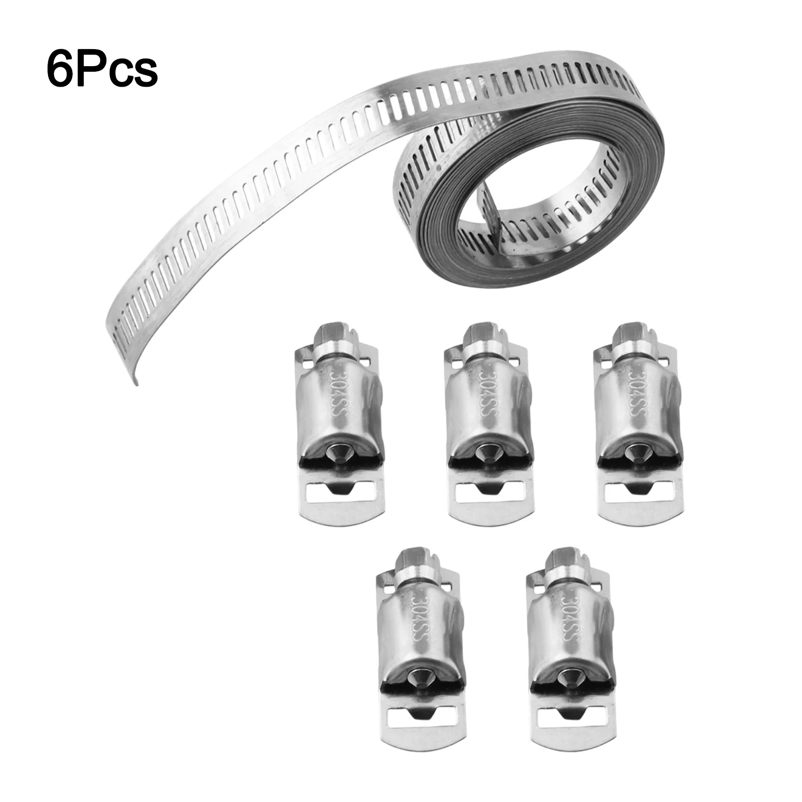 Fasteners Set Hose Clamp Kit For Leak Prevention 2.5 Meters 6 Heads Hose Clamp Flexible Solution For Pipe Diameters