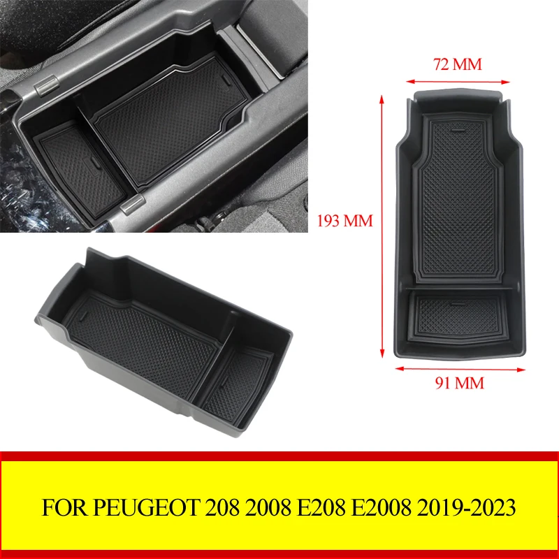 Car Armrest Storage Box For Peugeot 208 2008 E208 E2008 2019 - 2023 Central Control Container Interior Accessories