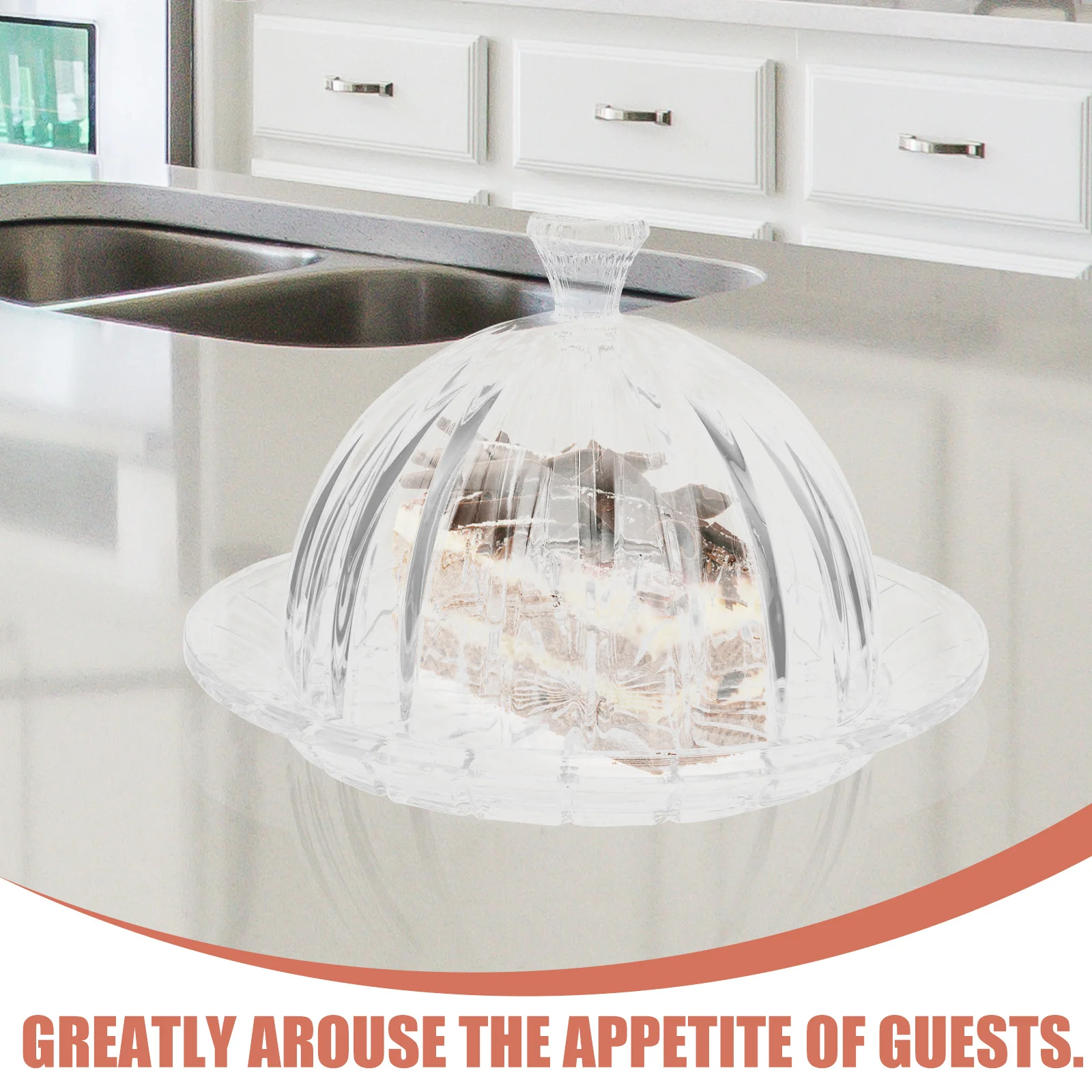 

Cake Plate with Dome Holder Container Small Cloche Glass Cover Tin Stand Tray Lid