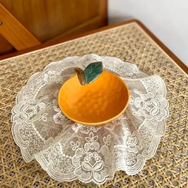 1pc Ceramic Orange Lemon Seasoning Dish Kitchen Creative Fruit Shape Sauce Vinegar Dishes Plate Irregular Dipping Saucer Bowl