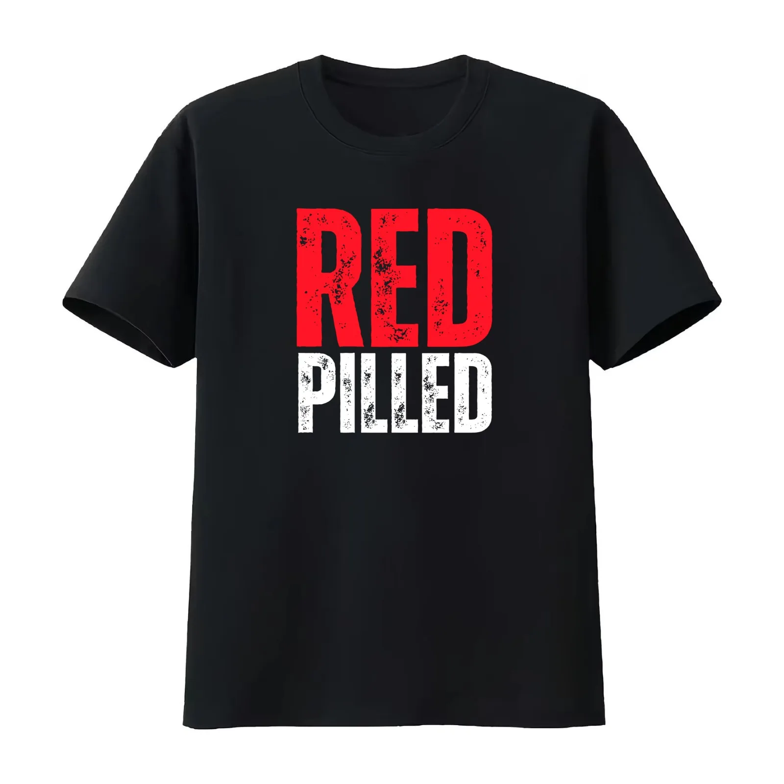 Red Pilled T-Shirt Summer Casual Cotton Tee Oversized Streetwear Tops Vintage Graphic Print Loose Fit Short Sleeve