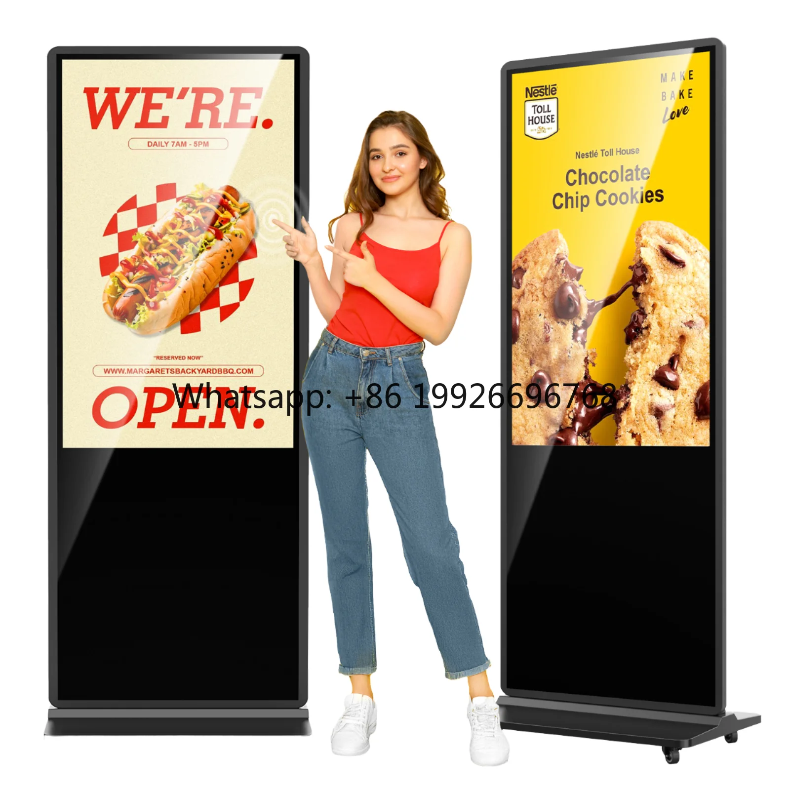 55 Inch 4k Display Kiosk Indoor Floor Standing Digital Signage Smart Touch  LCD Advertising Display for Shopping Mall