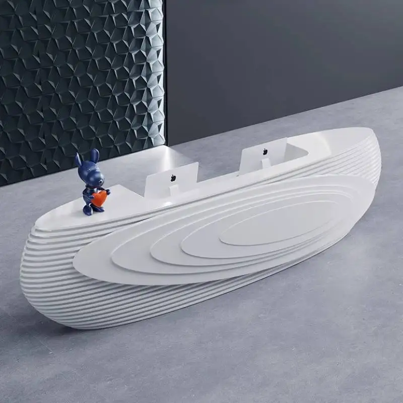 

White Paint Reception Desks Company Special-shaped Bar Hotel Reception Desks Medical Beauty Checkout Rezeption Theke Furniture