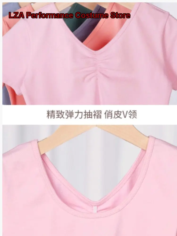 子供用女の子ダンスショーツ半袖中国舞踊練習レオタードボディスーツ競技衣装子供体操