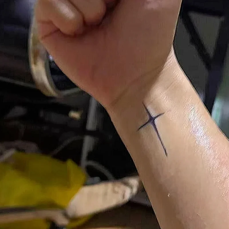 5pcs Creative Cross Herbal Tattoo Sticker Waterproof Simulation EDC Portable Sticker Tool