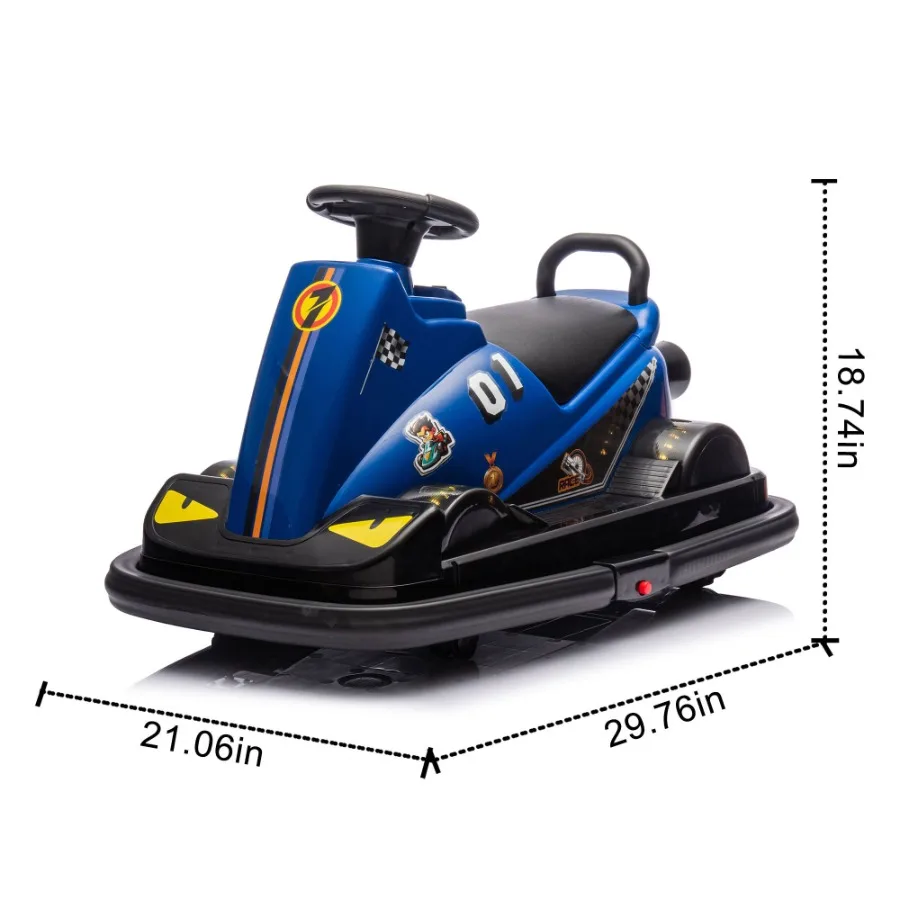 12-V-Ride-On-Motor-Stoßstangen-Auto-Integratiesystem, um 360 Grad drehen, statt Kollisionstrigger, Soundeffekte und Lichter Fourwhe