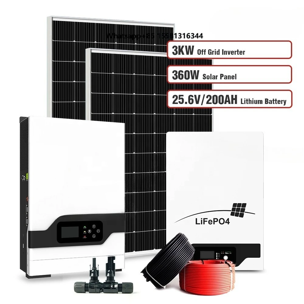 MUST 3KW Off Grid Inverter with 80A  Controller Mono Solar Panels Lithium Battery 200ah for Solar Energy Systems