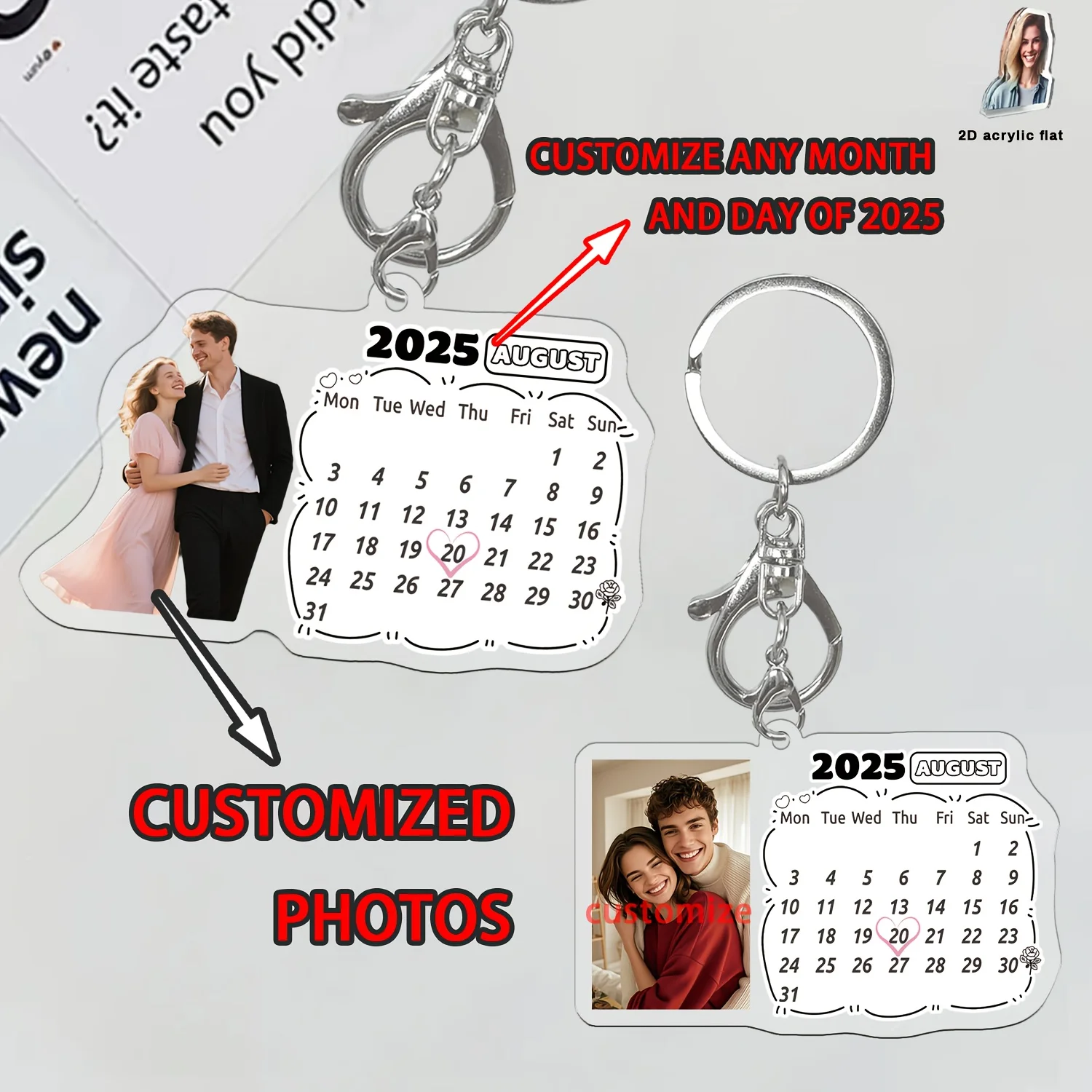 1pc/3pcsCustom Anniversary Keychain, Any Month and Date 2025, the backpack pendant can be used in a variety of scenarios and can