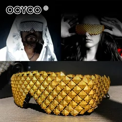 Futuristic Pyramid Steampunk Gold Silver Sunglasses Novelty Sun Glasses Men Party Goggles One Sense Of Science And Technology