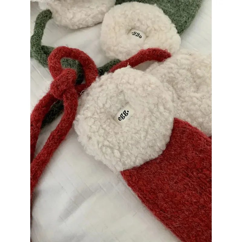 Korean Color Matching Plush Earmuffs for Women Winter Warm Riding Ear Protectors Laces Ear Covers Warm Headband