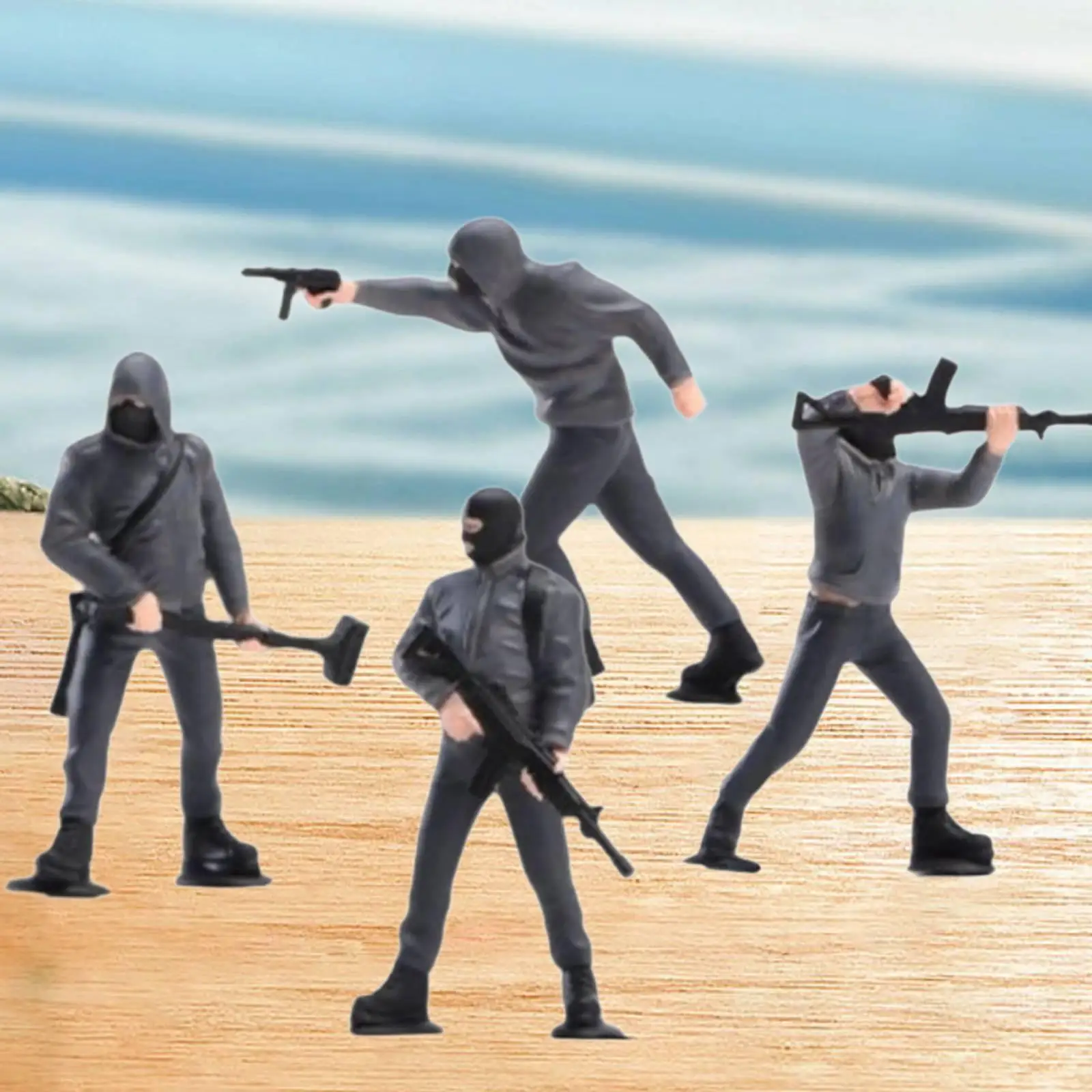 

4x 1/64 People Figures Sandbox Dioramas Hand Painted Collection Decors Miniature Resin Figurines Tiny Models for Micro Scenes