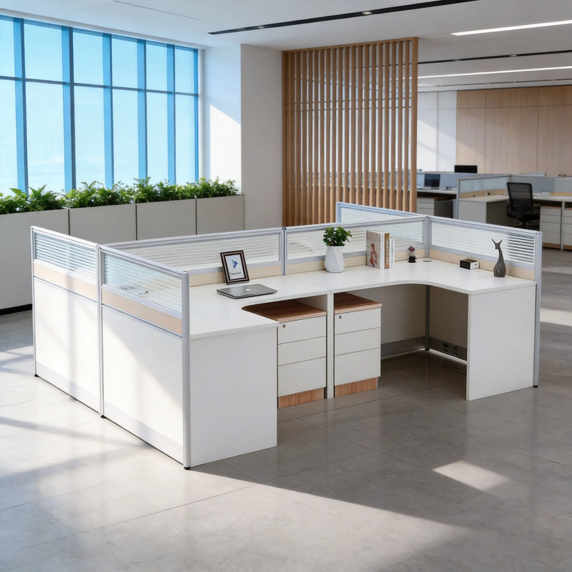 Office Furniture, Office Desk And Chair Combination, Financial Table, Simple And Modern 2-person 4-person Staff Table, Office Cr