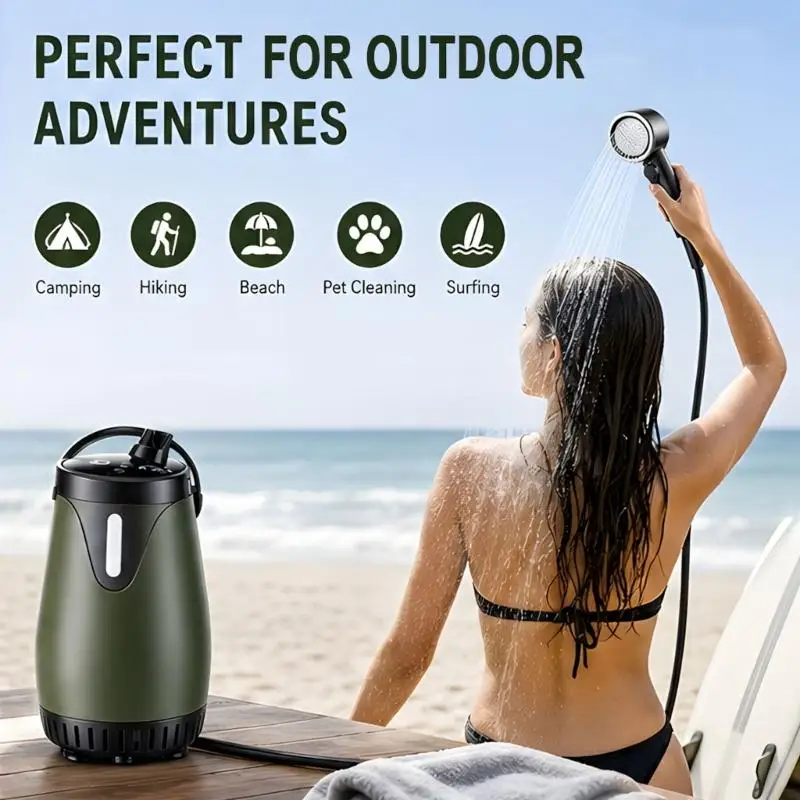 Lightweight Outdoor Shower Unit With 2m Tube And 8000mAh Battery For Camping Beach Hiking Travel D2RD