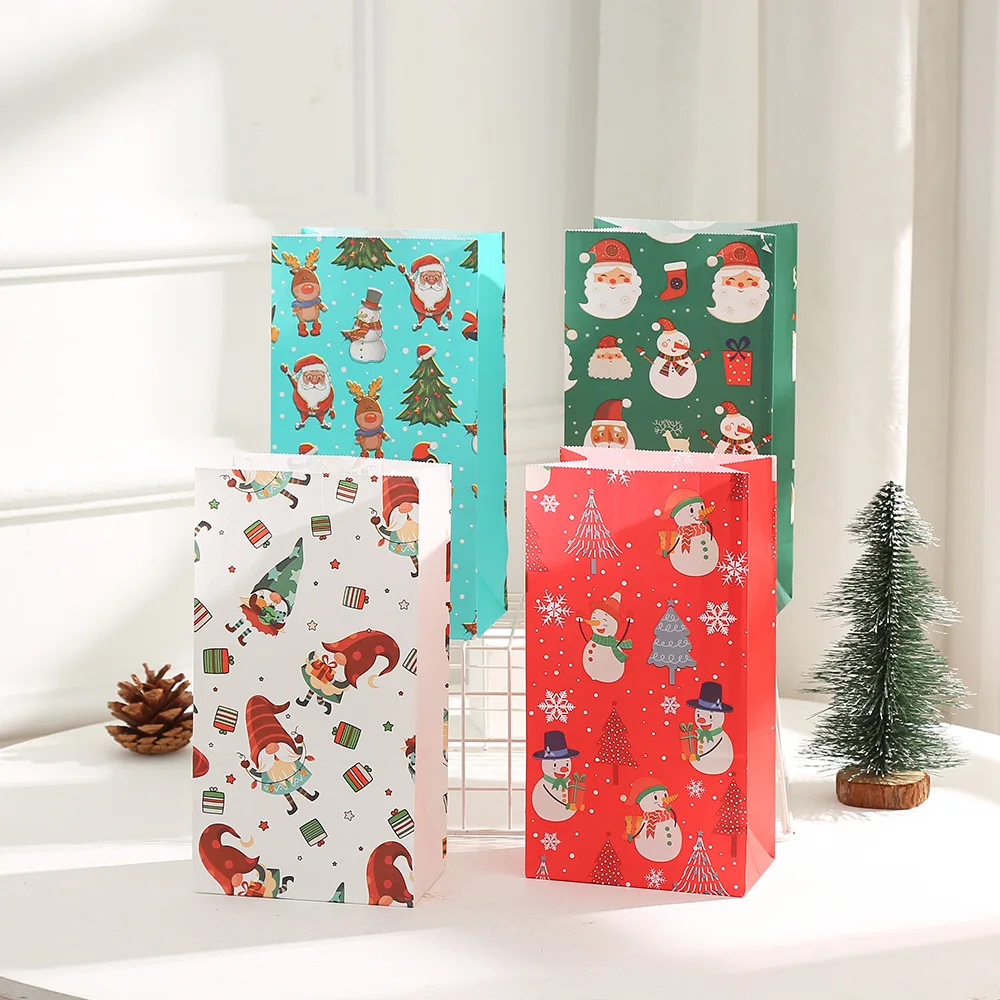 Wholesale 50Pcs/Lot Christmas Paper Bags 24x13x8cm Kraft Shopping Gift Bag Favor Jewelry Snacks Boutique Gifts Packaging Bags