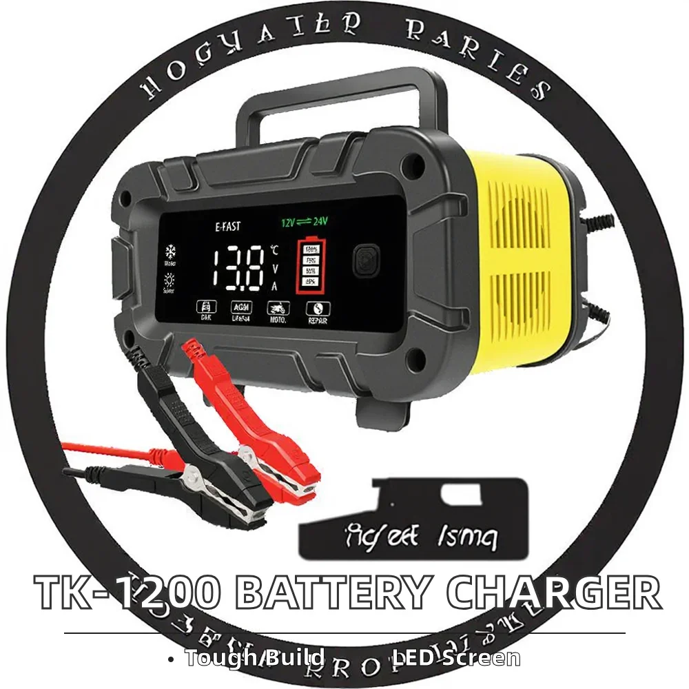 New 12V Car Battery Charger 12V 24V Intelligent Fully Automatic Professional Battery Charger for Cars Boats Lifepo4 & Lead Acid
