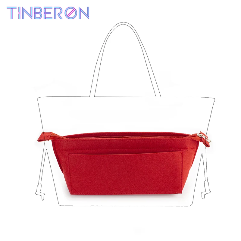 

TINBERON Makeup Organizer For Handbag Felt Cloth Travel Insert Bag liner Suitable For Mommy Tote Bag Woman Cosmetic Bag Organize