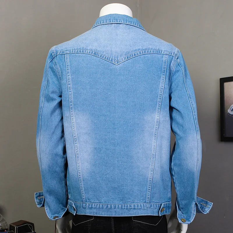 Fashion Denim Jacket For Men Slim Fit Jeans Jacket Vintage Blue Jean Coats Streetwear Long Sleeve  Cargo Outwear Hombre Chic