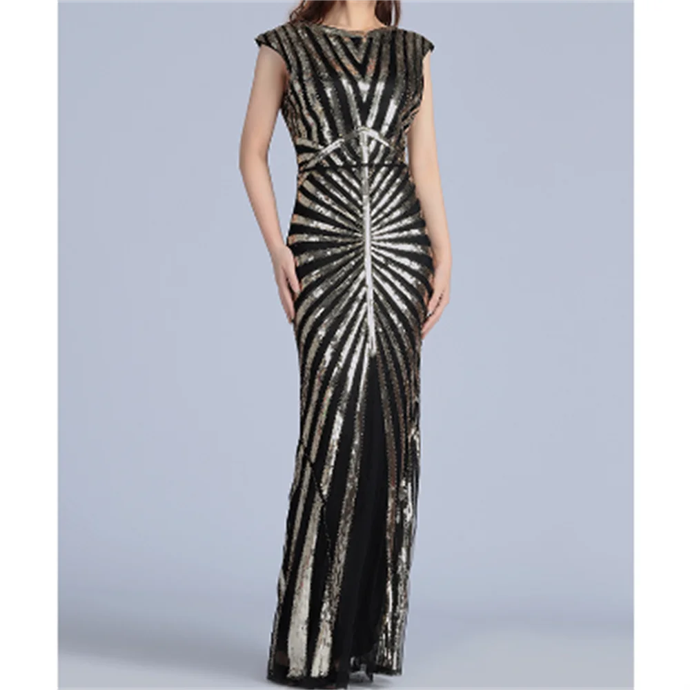 

Sequined fishtail hem long slim dress party body sexy dress