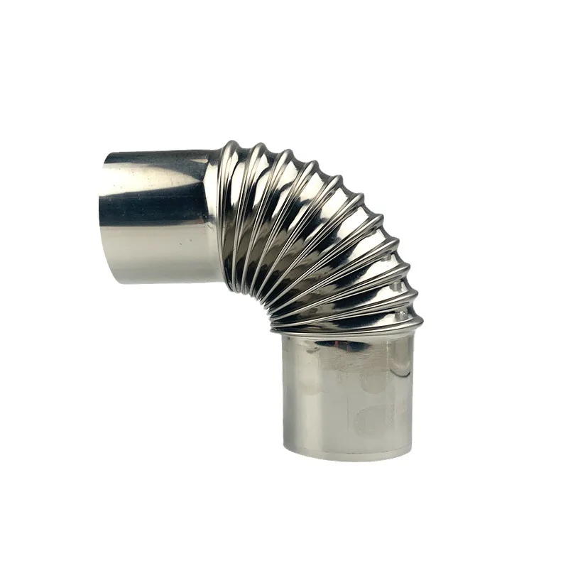 90° ∅130-200mm Smoke Pipe Thread Elbow,0.5mm 304 Stainless Stee Aluminum Flexible Tube Connector Pump/Stove Exhaust Duct Fitting