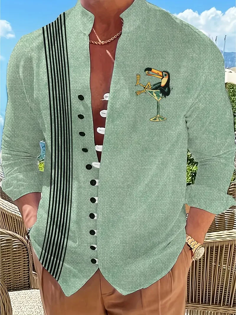 Men's Long Sleeve Shirt Floral Flower Pattern Notes Printed Clothing Fashion Designer Casual Comfort