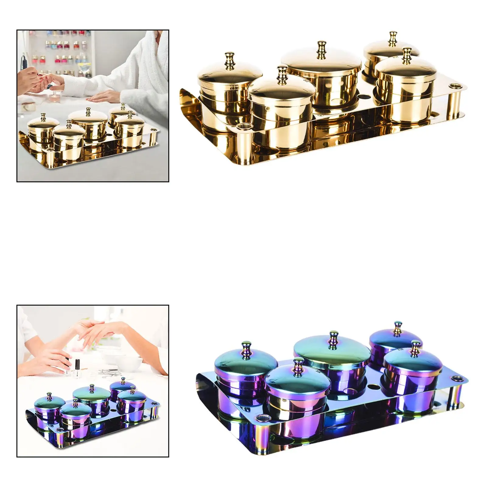 5x Nagelschale mit Deckel Design Tools Metall Acryl Flüssigpulverschale für