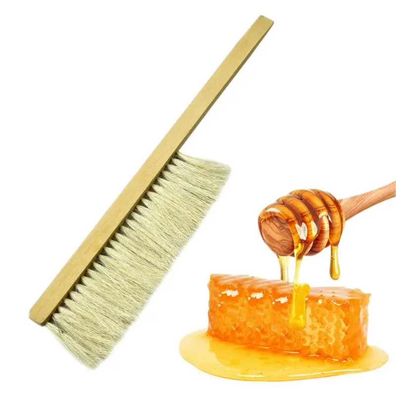 Beekeeping Tools Wood Honey Brush Wasp bee Sweep Two Rows Of Horse Tail Hair New Bee Brush Beekeeping Equipment For Beekeeping