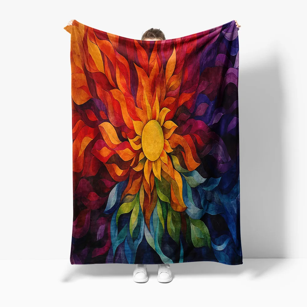 

Радужное абстрактное акварельное флисовое одеяло с цветочным принтом, мягкое теплое одеяло для дивана-кровати, декоративный чехол для подушки, подарок