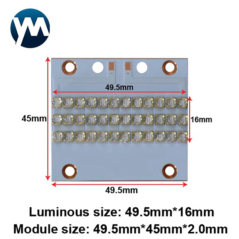 Módulo LED UV de alta potência, Cola de tinta UV, Sistema de cura para impressão 3D, Chip SMD, 100W, 365nm 385nm 395nm 405nm