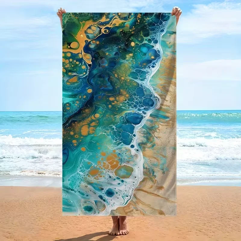 Abstract Ripple Ultra-fine Fiber Beach Towel Fast Drying Super Absorbent Swimming Bathing Traveling Picnicking Outdoor Towel