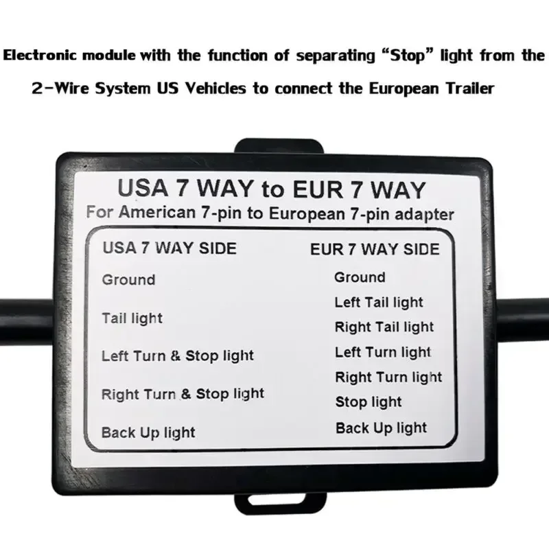 Trailer Light Connector USA To EU Truck Lamp Converter US 7-Way Blade Socket To Euro 7-Pin Round Plug Adapter Vehicle Linker