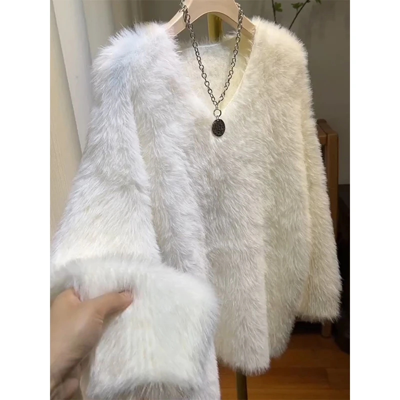MEXZT Streetwear Sweater Women Fashion V Neck Knitted Pullovers Korean Long Sleeve Knitwears Autumn Winter Ladies Loose Jumpers
