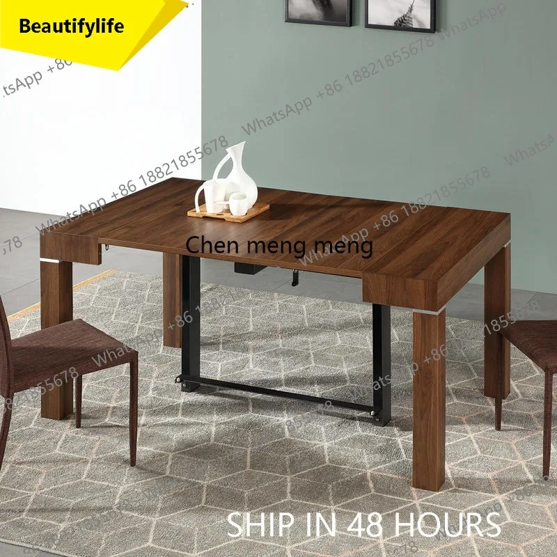 

Telescopic dining table rectangle foldable dining table 8 people simple small household household invisible table