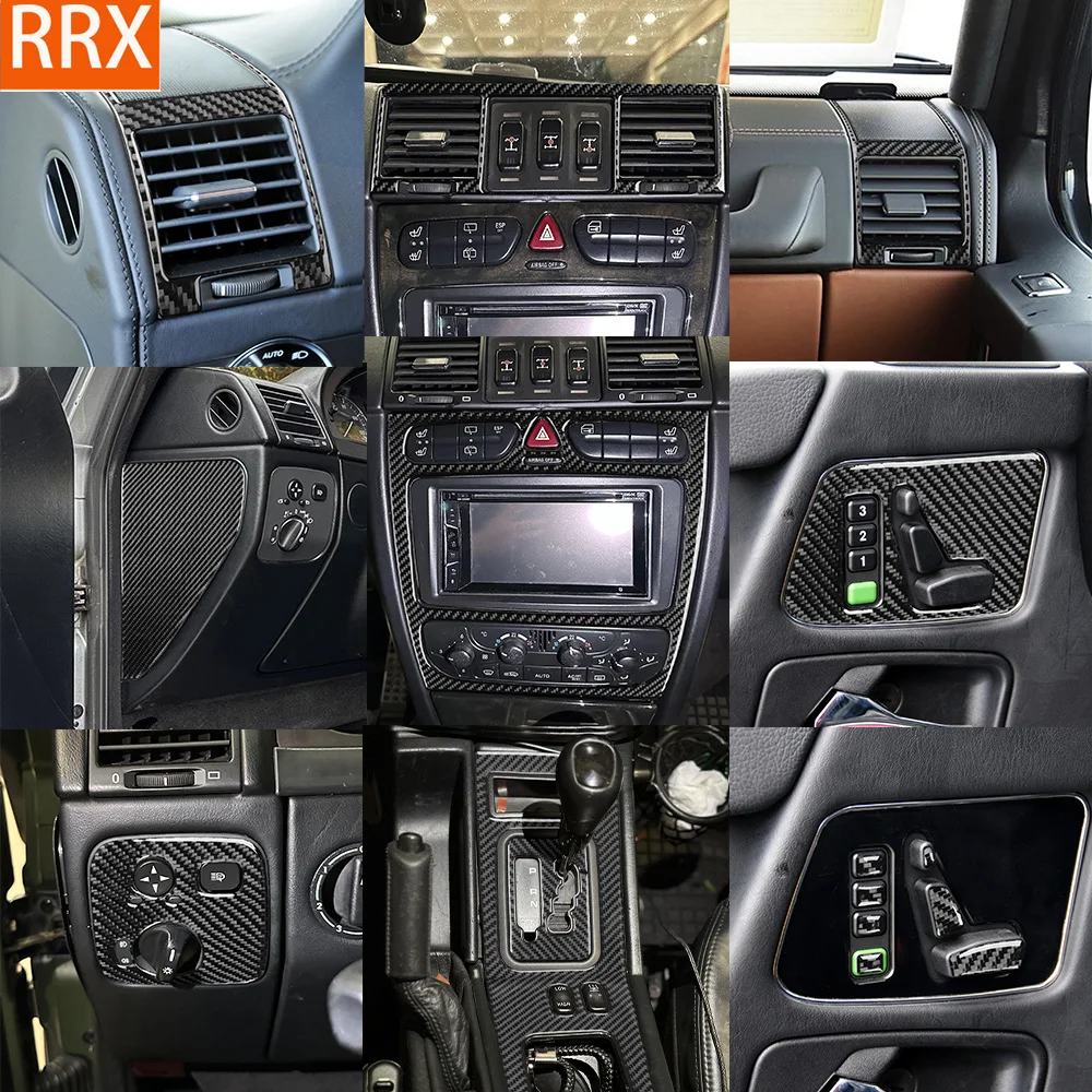 Para Benz Clase G W463 G500 G55 2004-2012 pegatina de fibra de carbono Real panel de elevación de cambio de navegación accesorios decorativos interiores de coche