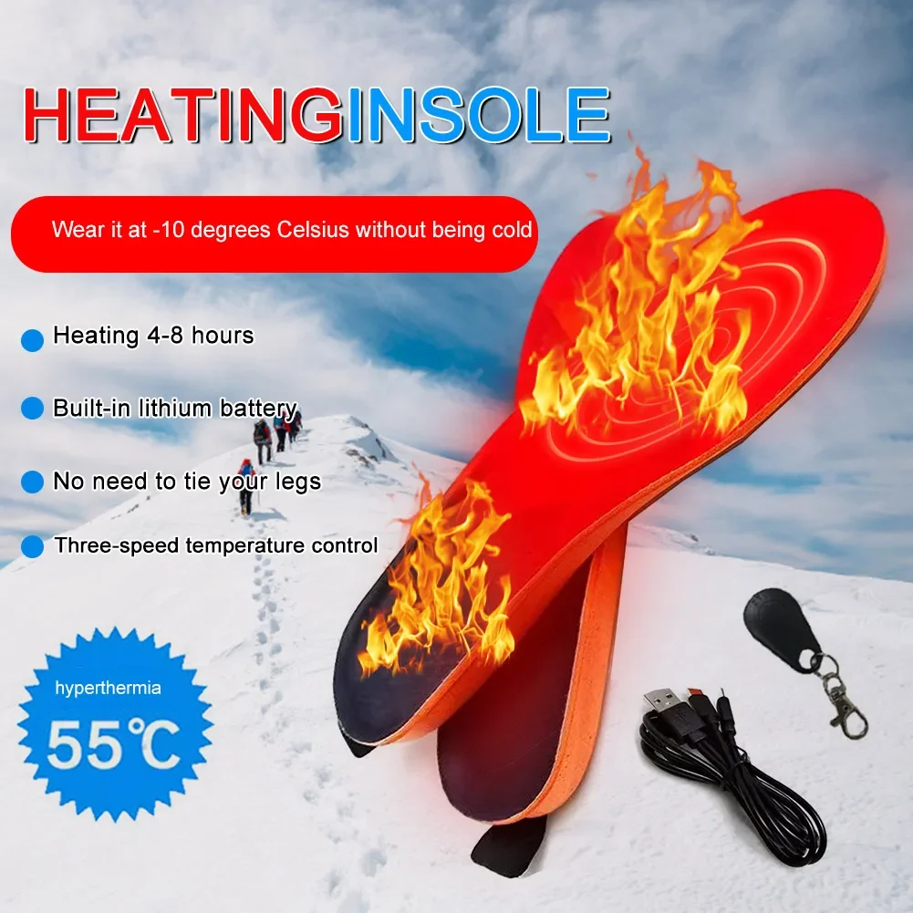 3 Heating Method Shoe Insoles Outdoor Warm In Winter Rechargeable Electric USB Heated Sockliner Customizable Heating Shoe Insert